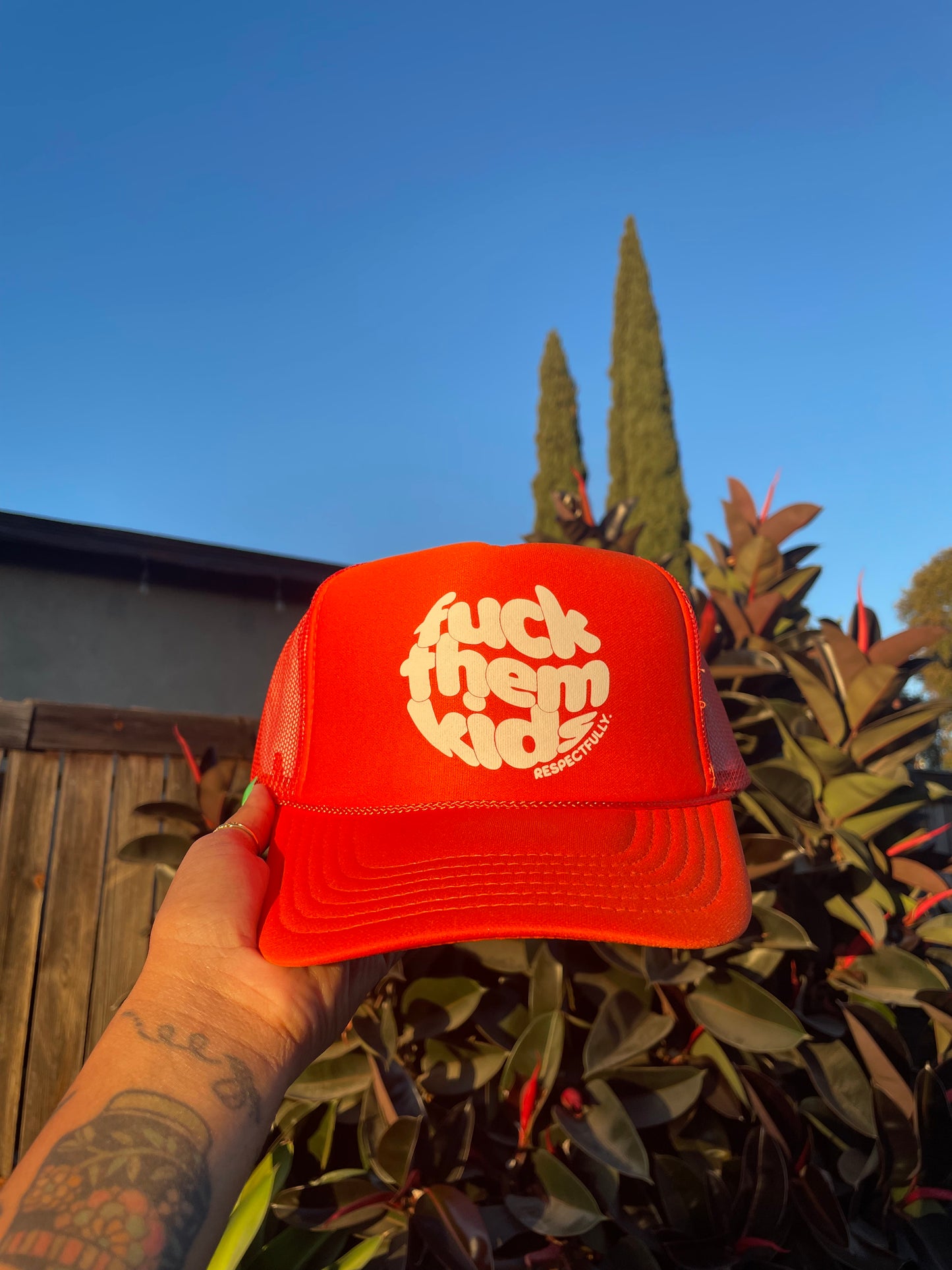 Solid Orange Trucker.