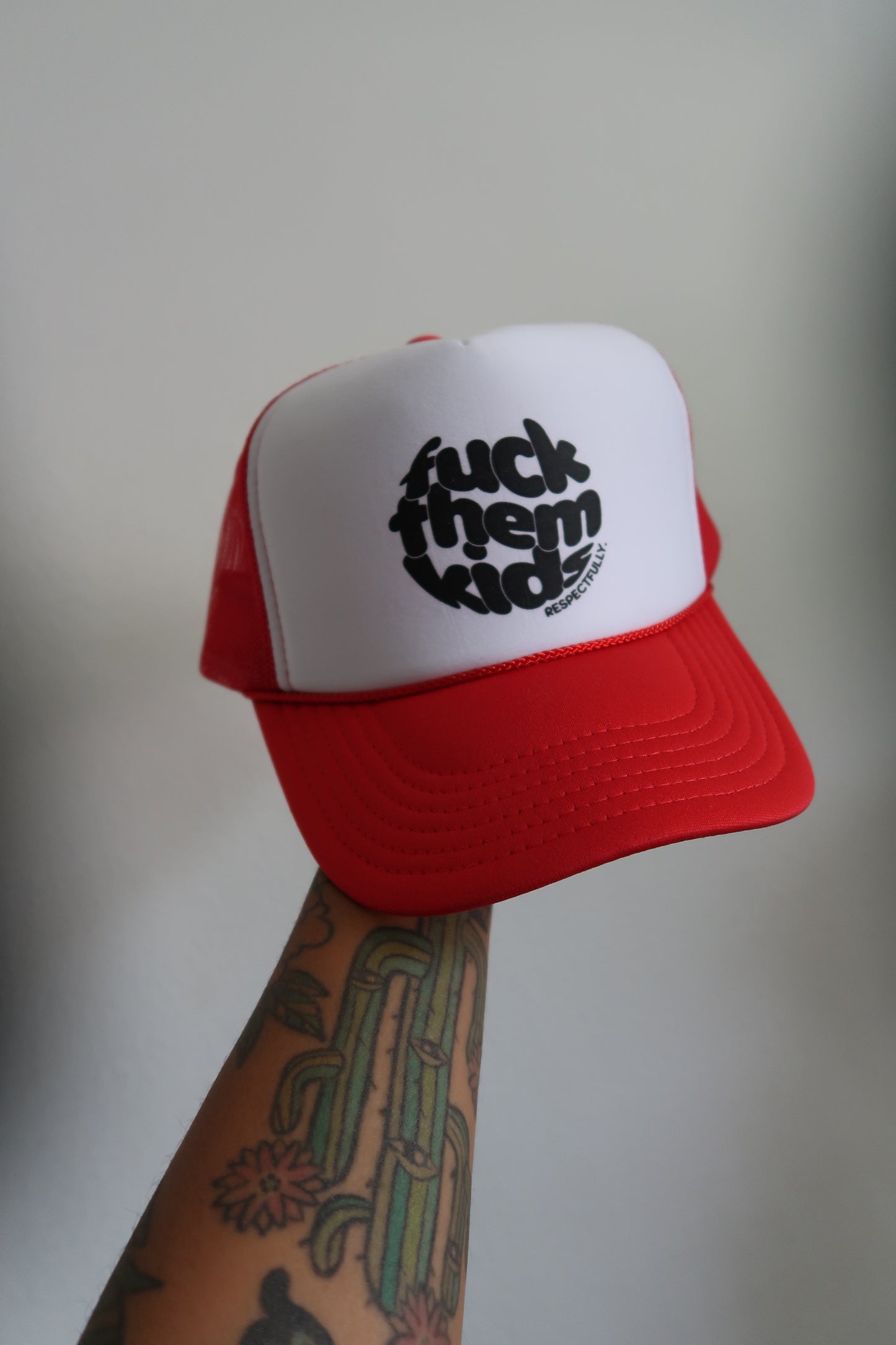 Red + White Trucker.